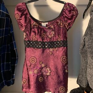 Y2K Purple Floral Women's Top